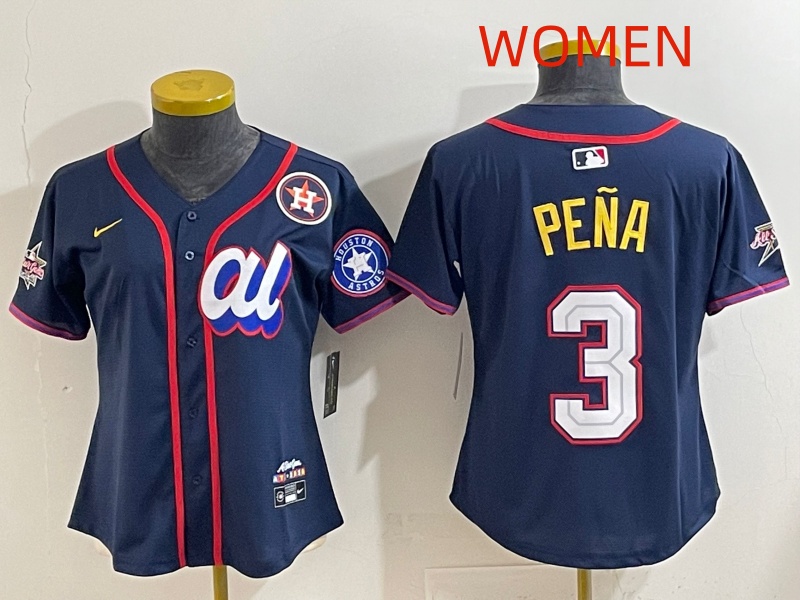Women 2025 Houston Astros #3 Pena dark Blue All star Nike MLB Jersey style 013->women mlb jersey->Women Jersey